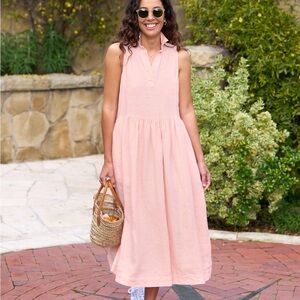 FRANK & EILEEN Daphne Sleeveless Popover Dress in Coral XXS